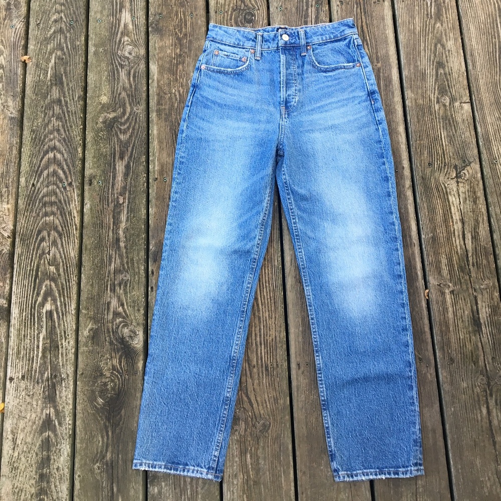 Jeans: Gap High-Waist Straight Leg Denim Jeans